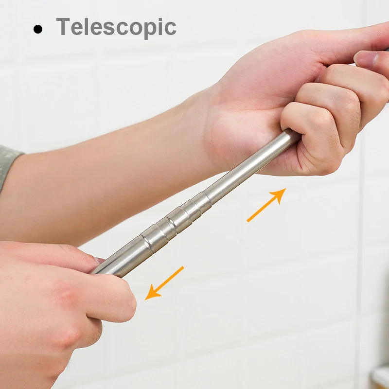 Flat Extendable Dust Duster Telescopic Long Handle Slit Cleaning Brush Thin And Flexible Fine Mop Microfiber Cloth For Home Use