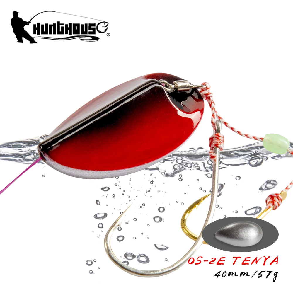 Hunthouse Fishing Metal Jigging Lure 40mm/57g Slow Sinking Spoon Hard Bait Shore Casting Luminous Japan For Snapper Micro Jig