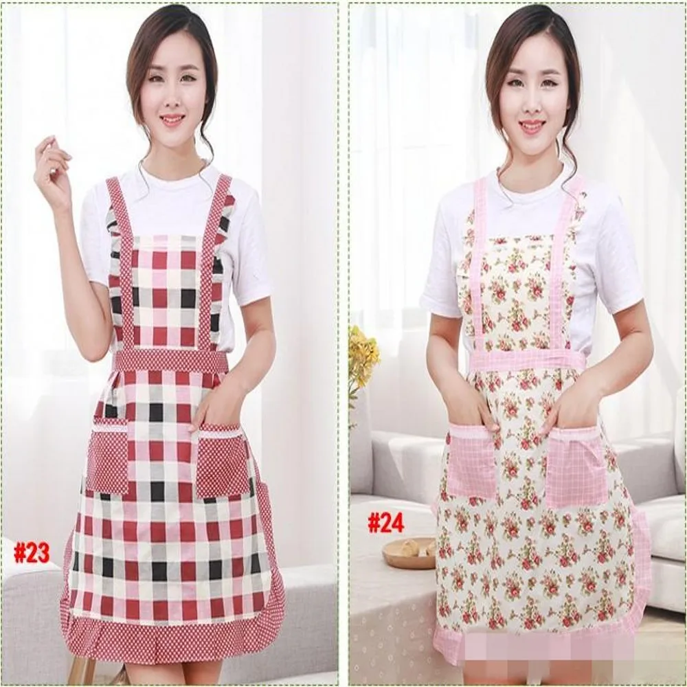 Women Aprons with Pocket Cooking Ruffle Chef Floral Kitchen Restaurant Princess Apron Polyester Kindergarten Clothes Bib with Po