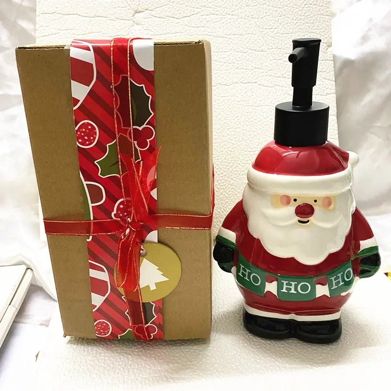 

Exquisite European Style Bathroom Soap Dispenser Handpainted Cute Santa Claus Porcelain Lovely Decoration Collectible