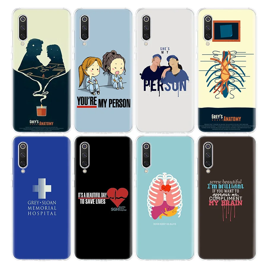 Custodia per telefono Greys Anatomy per Xiaomi Redmi Note 12 11 10 11E Pro Plus 11S 11T 10S 9 9S 8 8T 7 9T Cover posteriore in TPU trasparente