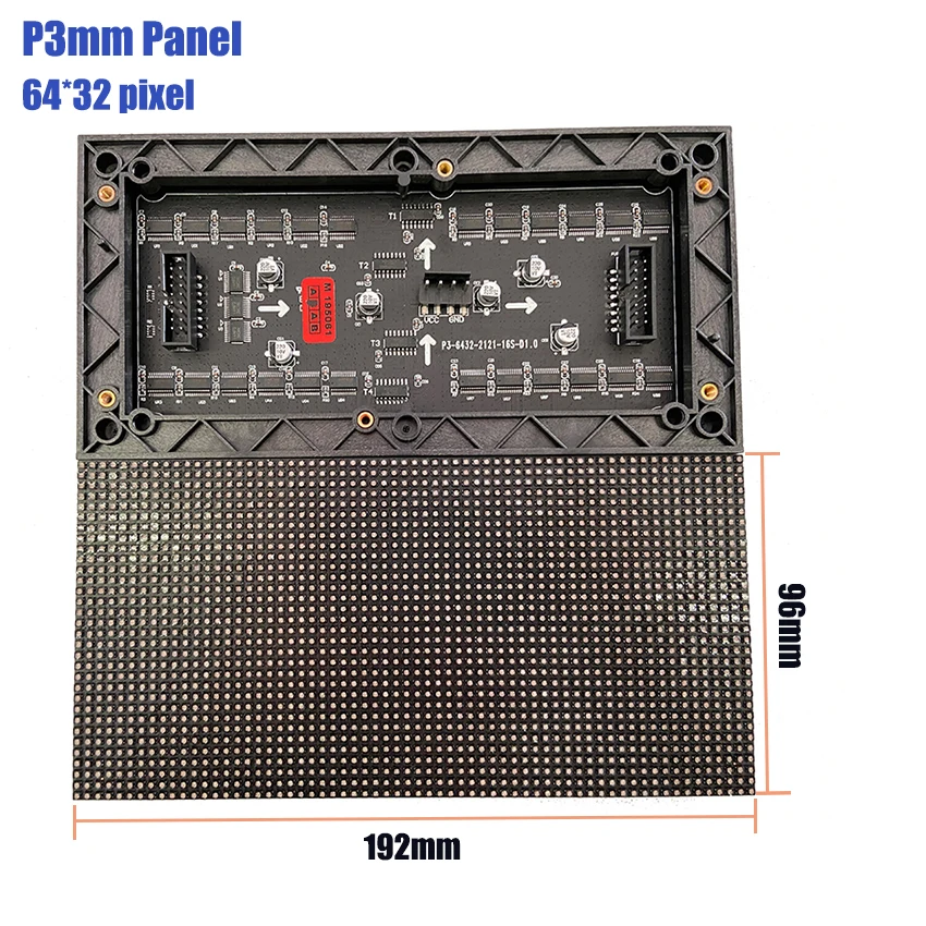 

192*96mm 64*32pixels 1/16 Scan Indoor SMD2121 3in1 RGB Full Color P3 LED Module For Indoor LED Display Screen