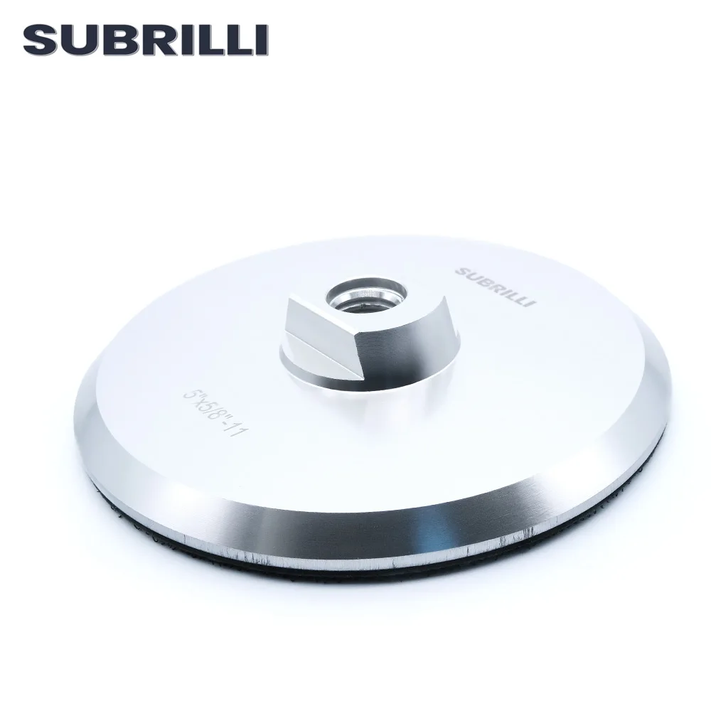 SUBRILLI 5" Aluminum Back Pad for Sanding Disc Grinder 125mm Diamond Polishing Pads M14 5/8-11 Thread Backing Holder Plate