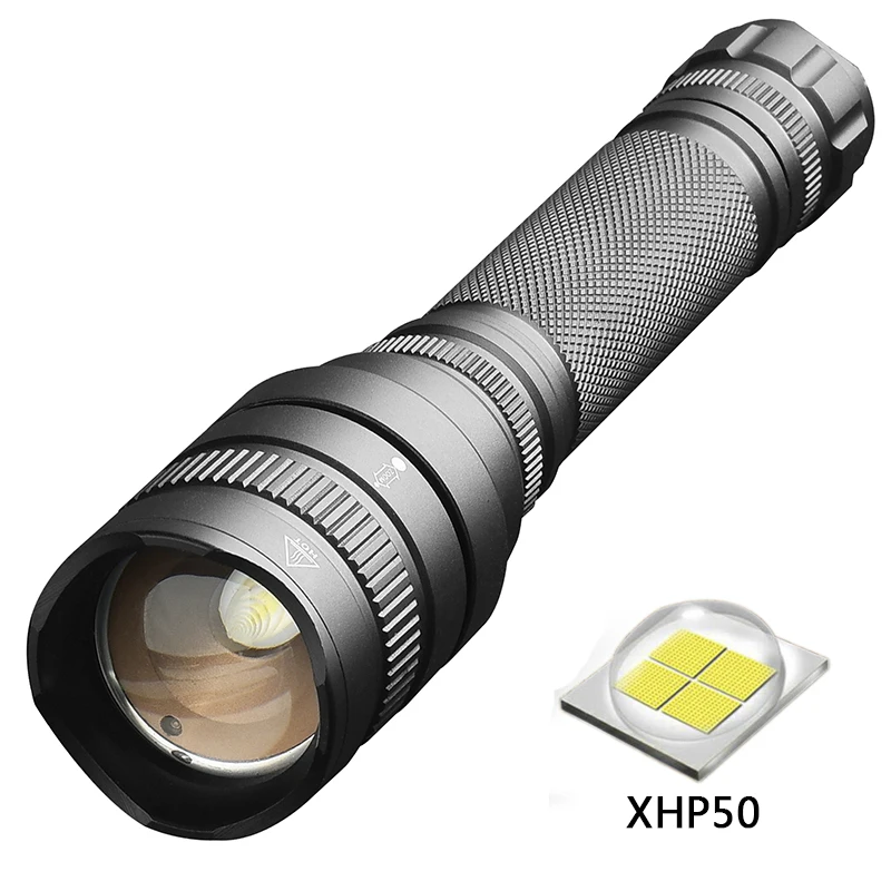 XHP50.2 LED flashlight 80000LM Aluminum alloy Zoomable torch Tactical defense Lantern For Camping Hiking light include battery