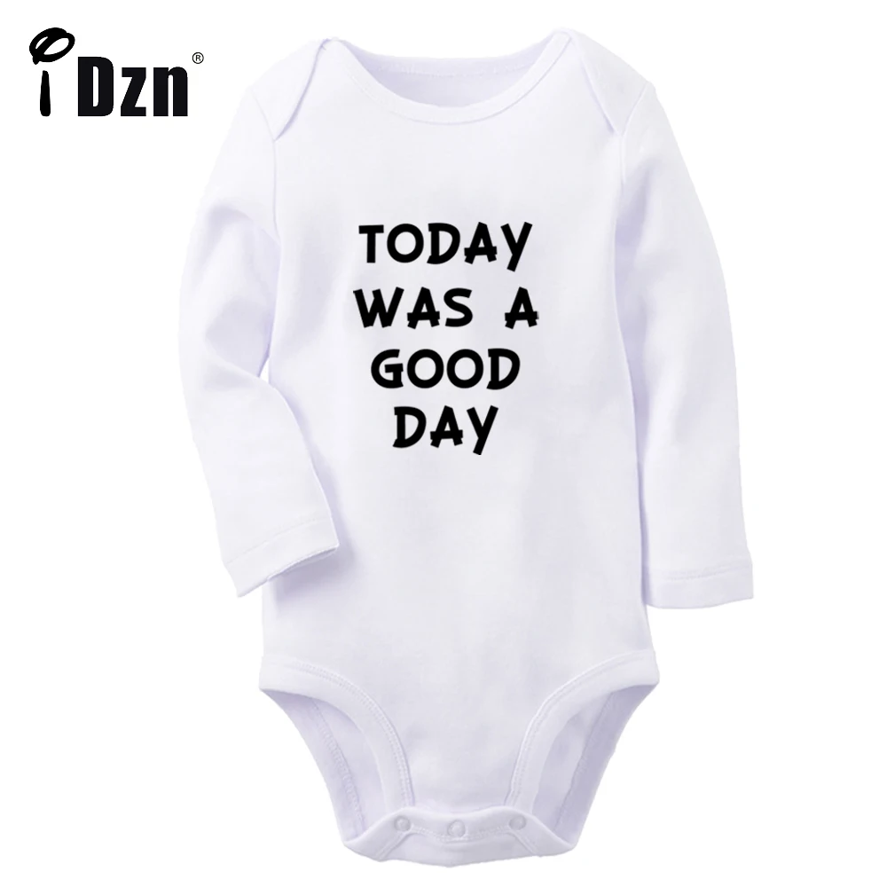 iDzn NEW Today Was a Good Day Baby Boys Fun Rompers Baby Girls Cute Bodysuit Newborn Long Sleeves Jumpsuit Soft Cotton Clothes