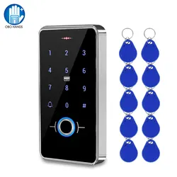 IP68 Waterproof Fingerprint Access Control System Biometrics Outdoor RFID Keypad Reader Touch Panel Wiegand26 13.56MHz for Home