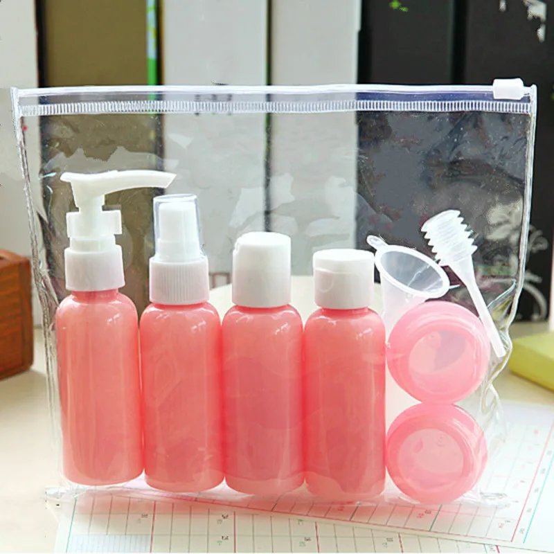 Recargable botellas de viaje conjunto paquete frascos para cosméticos botella de Spray de plástico de presión maquillaje Kit de herramientas para viajes