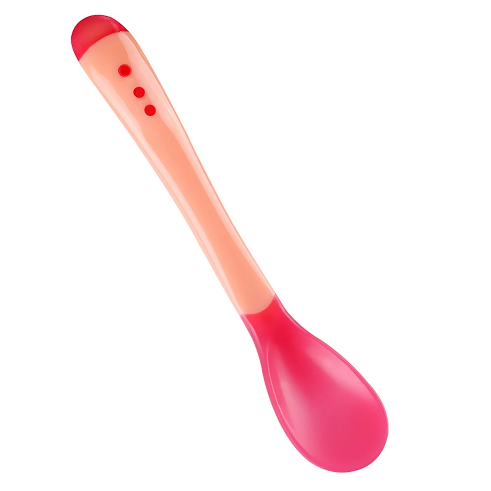 3 Colors Temperature Sensing Spoon for Kids Boys Girls Silicone Spoon Feeding Baby Spoons Toddler Flatware Drop Shipping TSLM1