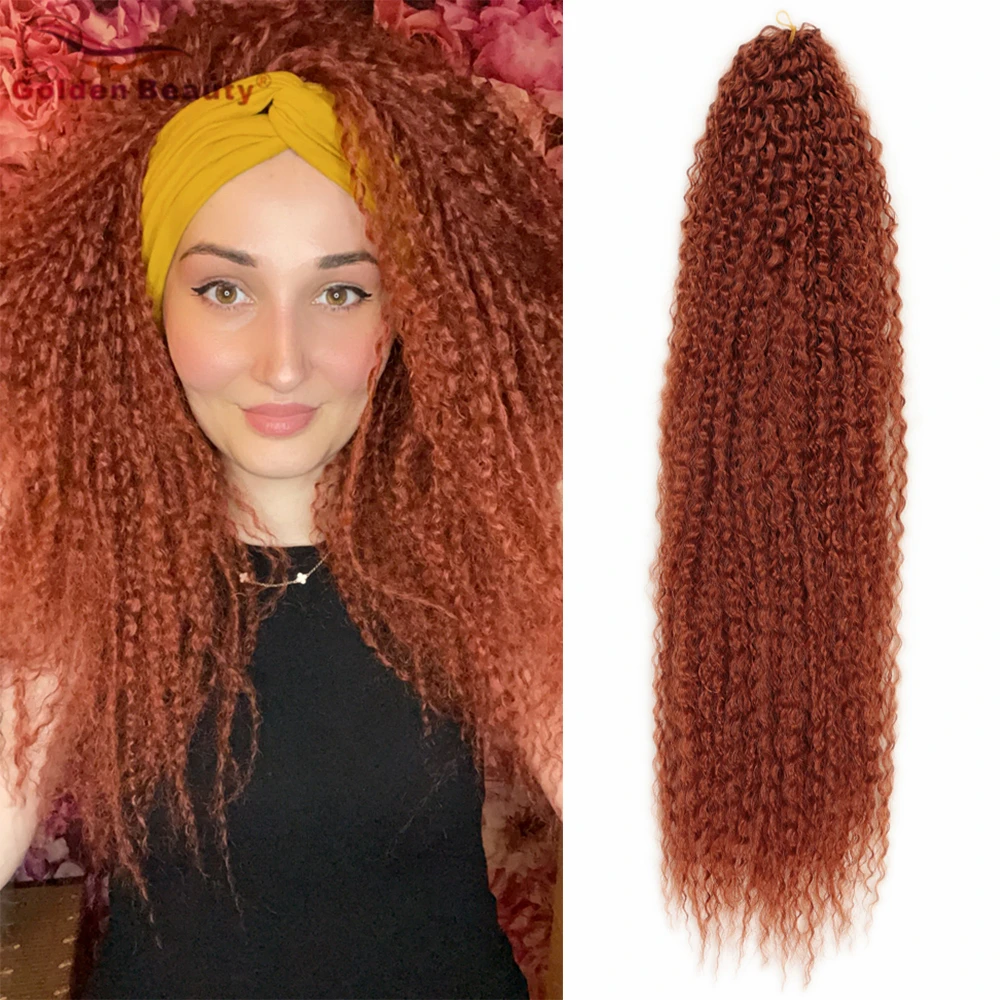 Synthetic Hair Brazilian Braids Hair Kinky Curly Hair Extensions Natural Blonde Hair For Black Woman Long Ombre Braiding Hair