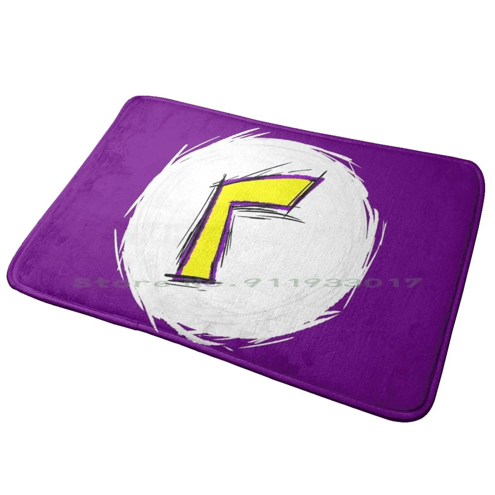 Waluigi Logo Graffitti L T Shirt Entrance Door Mat Bath Mat Rug Drake White Blue Bulldogs Des Moines Ia Iowa College University