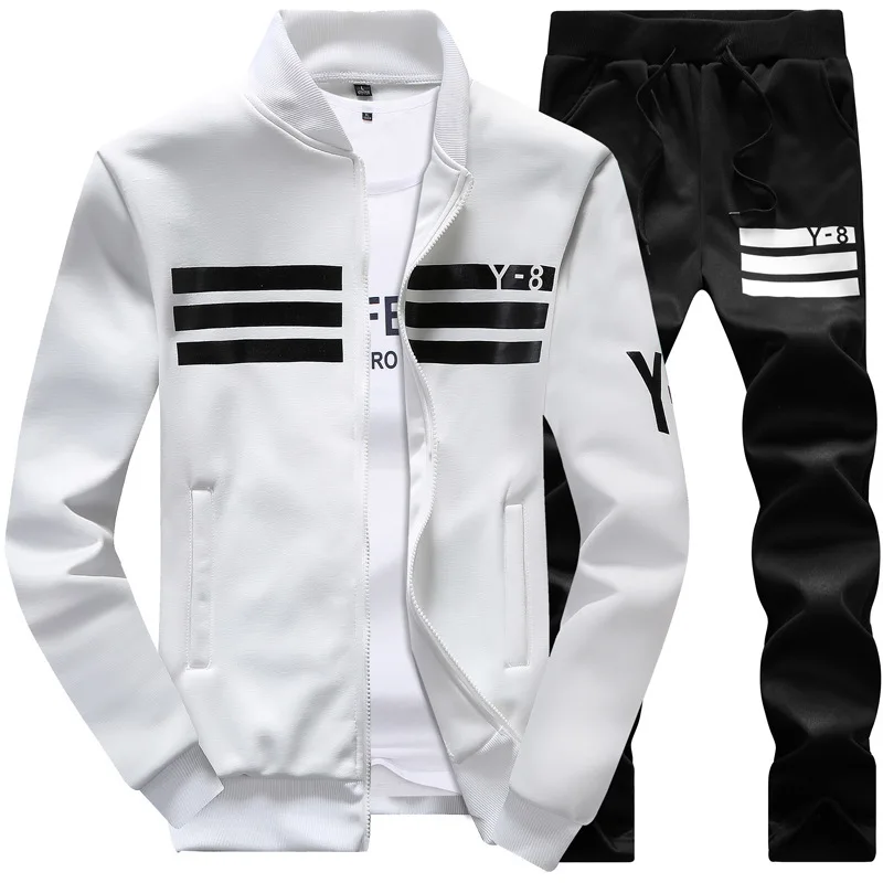 

Men's Tracksuits Fashion Sportswear Plus Size Striped Spring Autumn Jogger Sporting Suit Men SweatSuits Tracksuits Set M-8XL