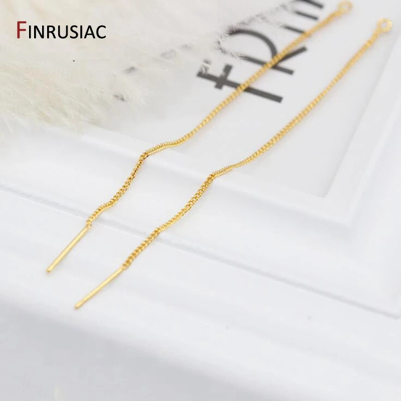 Earring Making Supplies 14K Real Gold Plated Long Tassel Chain Ear Wire Earrings Findings For Women DIY Jewellery