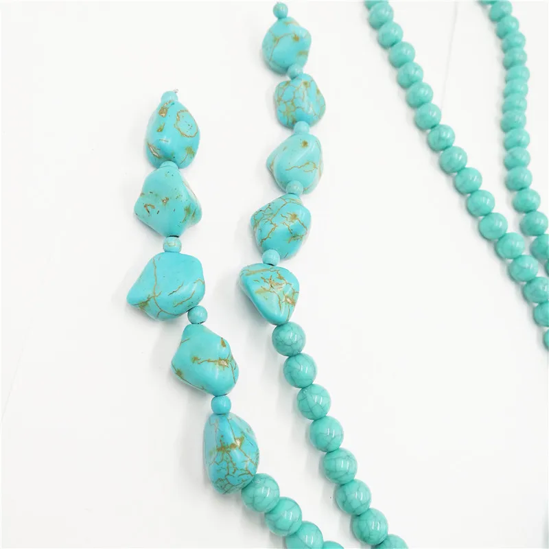 Bohemian Beads Turquoise Natural Semi-precious Stone Necklace Women Fashion Necklace Collar Bead Party Jewelry New Jewelry