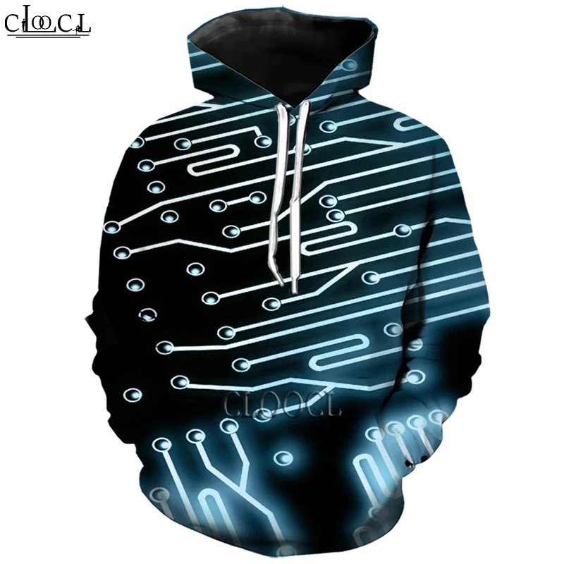 HX Fashion Men Women Electronic Chip 3D Print Hood Casual Harajuku Autumn Tracksuit Style Hot Sale Hoody Tops Drop Shipping