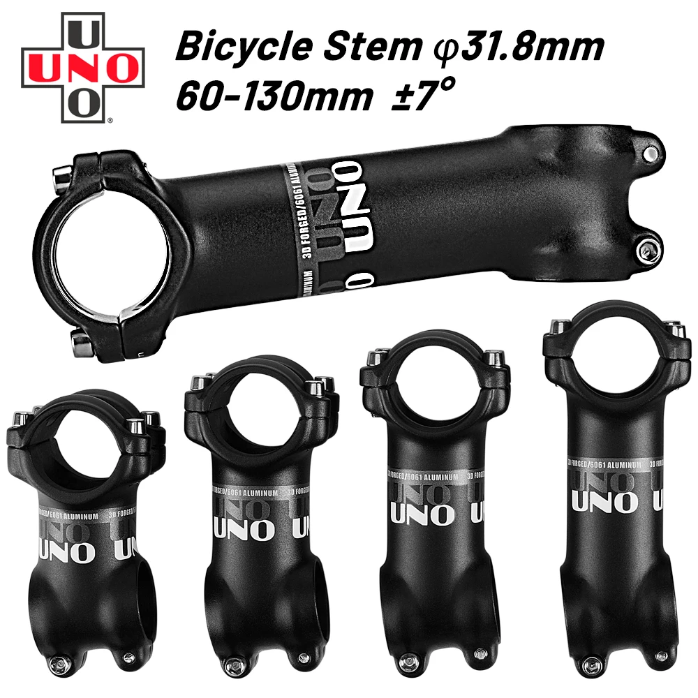 UNO Bicycle Stem Mountain Road Bike Stem Ultralight Stem 31.8mm Handlebar Stem 7 Degree 60/70/80/90/100/110/120/130mm Bike Stem