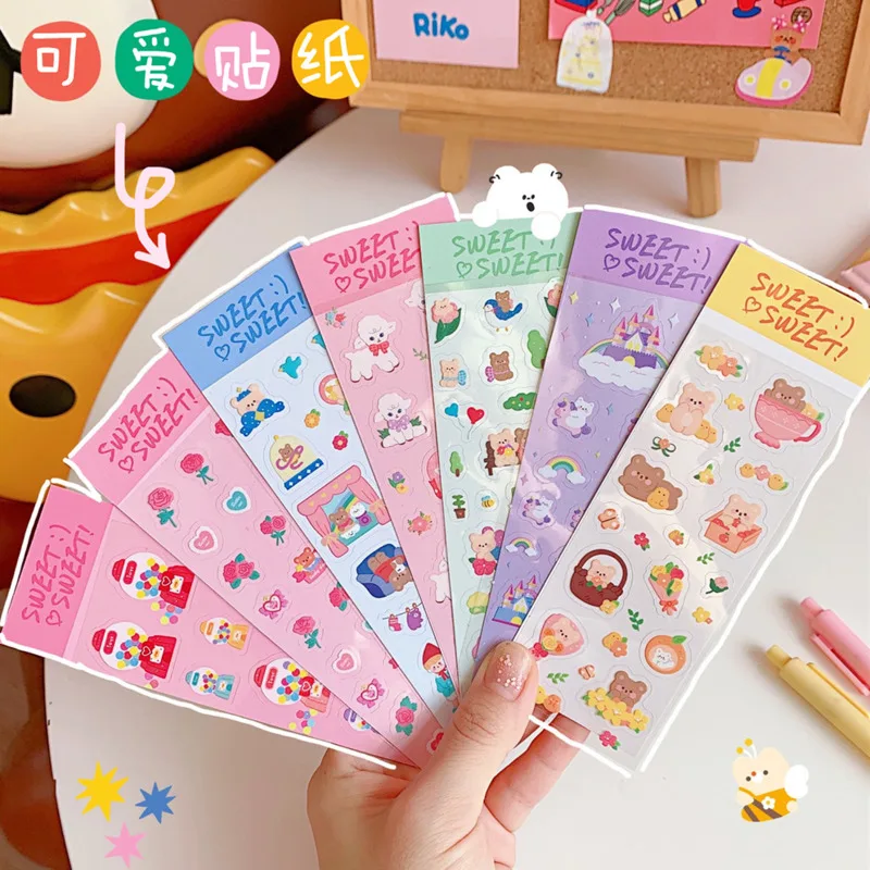 Korean Cartoon Girl Cute Stickers PVC Labels Seal Paster Notebook Mobile Phone Case Kawaii DIY Decorative Sticker Stationery