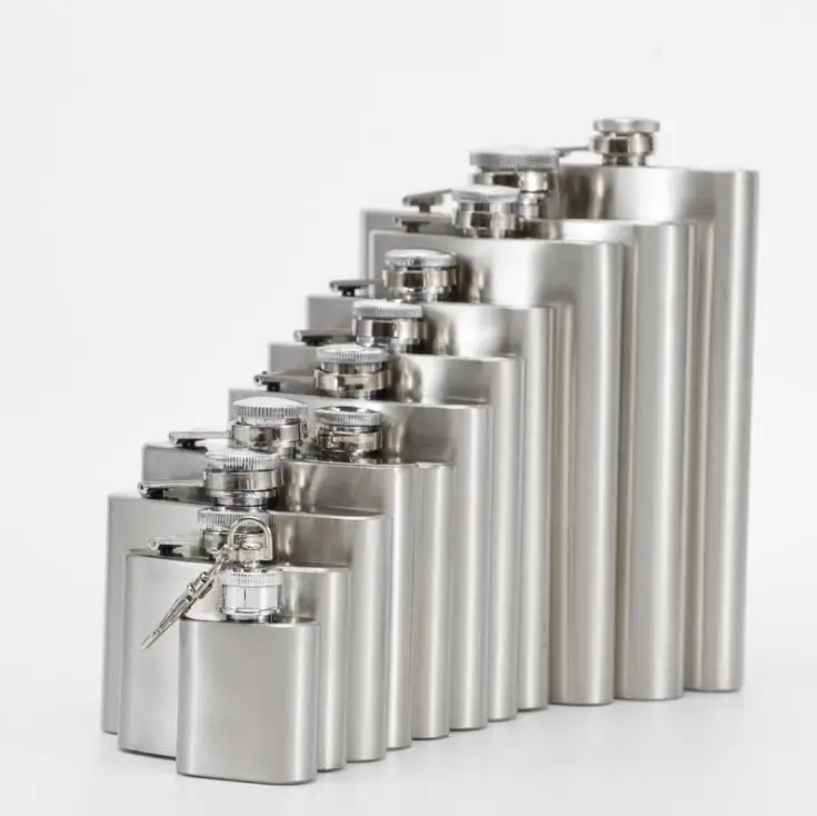 High Quality Stainless Steel Hip Flask Flagon Portable Wine Whisky Pot Bottle Drinkware for Drinker Hip Flask 11 Size for Choose