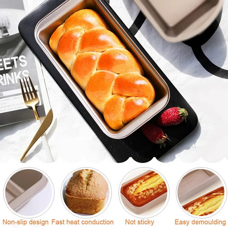 WALFOS 1pc Loaf Pan Rectangle Toast Bread Mold Cake Mold Carbon Steel Loaf Pastry Baking Bakeware DIY Non Stick Pan Baking