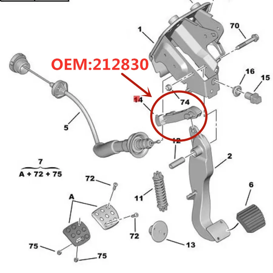 212830 Suitable for Peugeot 206 206CC 207 207CC CLUTCH CONTROL MASTER CYLINDER  CLUTCH PED ROD Clutch line positioning glue