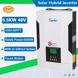 Sako 5500W 48VDC 230VAC Off Grid Hybrid  Solar Inverter with 120-450VDC 100A MPPT Charger Controller Even work without battery