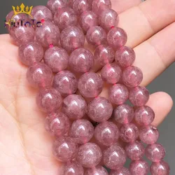 AA Natural Stone Beads Strawberry Quartz Round Loose Spacer Beads For Jewelry Making DIY Bracelet Accessories 7.5inches 6/8/10mm