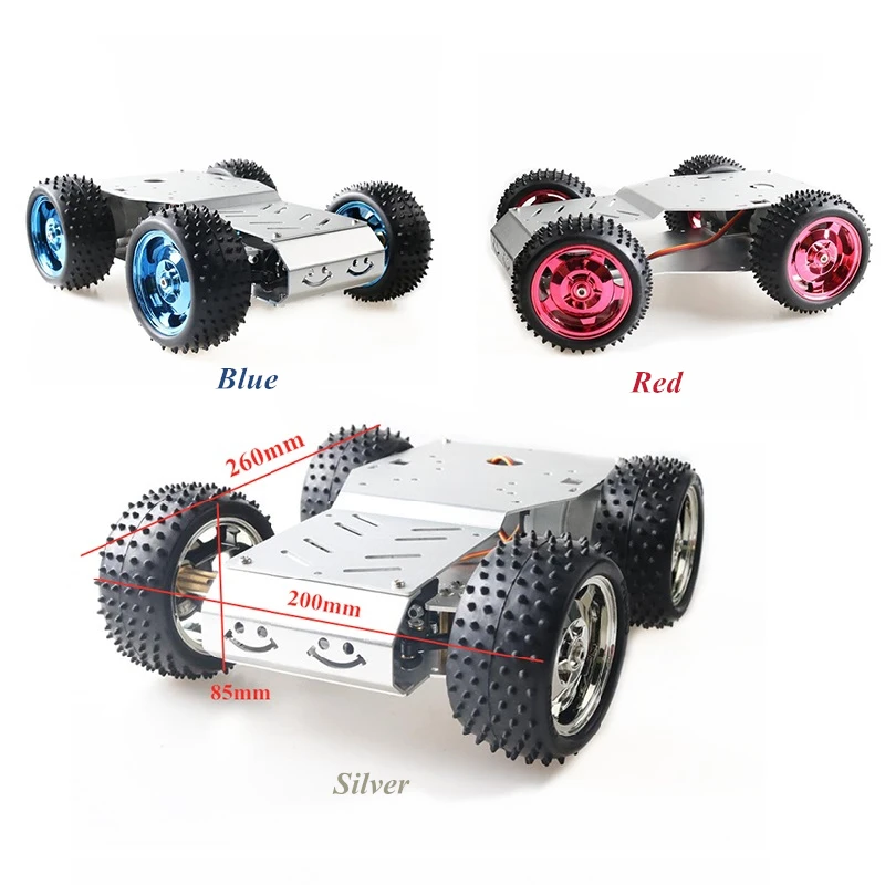 DIY RC Smart Metal Chassis Car with 85mm Rubber Wheel Kit 2pcs High Torque Motors and 1pcs Servo Unassembled RC Toy for Arduino