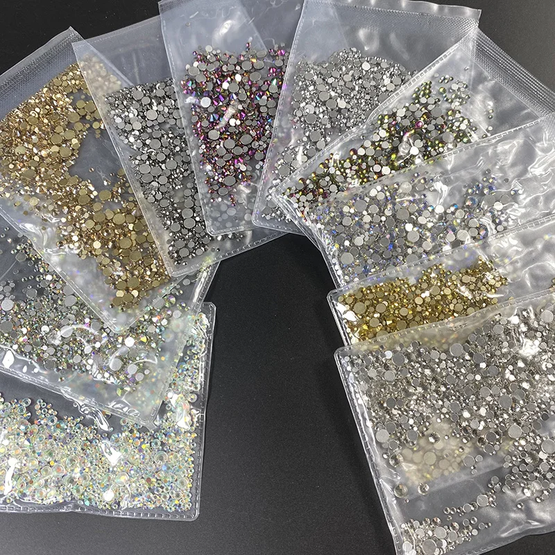 Newl Multi-size SS3-SS20 Glass DIY Glitter Rhinestones 1440pcs Nail Art Decorations Crystal Strass Charms For Beauty Accessories