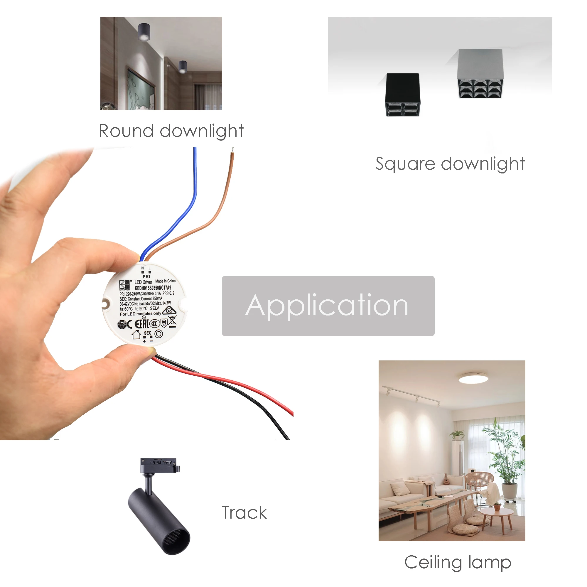 Transformador LED redondo regulable, controlador de lámpara colgante de atenuación de borde trasero, convertidor para luz de techo, 30-42V, 10W,