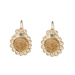 Hollow Frame Iran Coins Women Hoop Dangle Drop Earrings Iranian  Dubai Arab Middle East Gold Color Jewelry