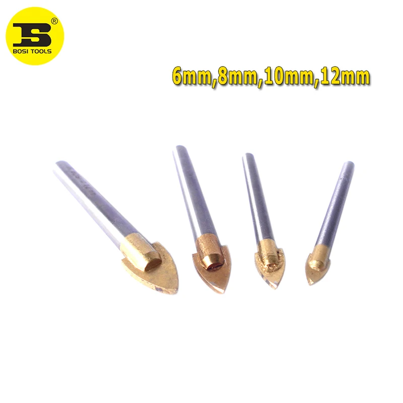 

BOSI 4pcs 6mm 8mm 10mm 12mm Porcelain Spear Head Ceramic Tile Glass Marble Drill Bits Set