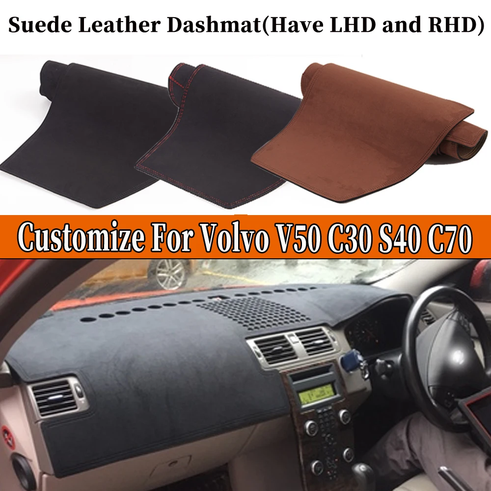 

Accessories Suede Leather Dashmat Dashboard Cover Pad Dash Mat Carpet Car-styling For Volvo V50 C30 S40 C70 G2 2004 -2012