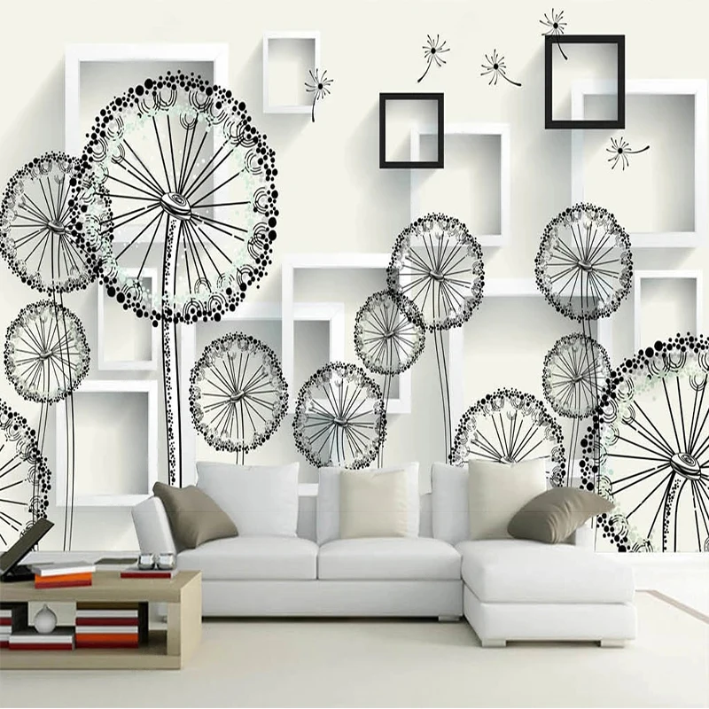 Custom Any Size 3D Photo Mural Wallpaper Modern Dandelion Box TV Background Wall Painting Papel De Parede Fresco Sticker Tapety