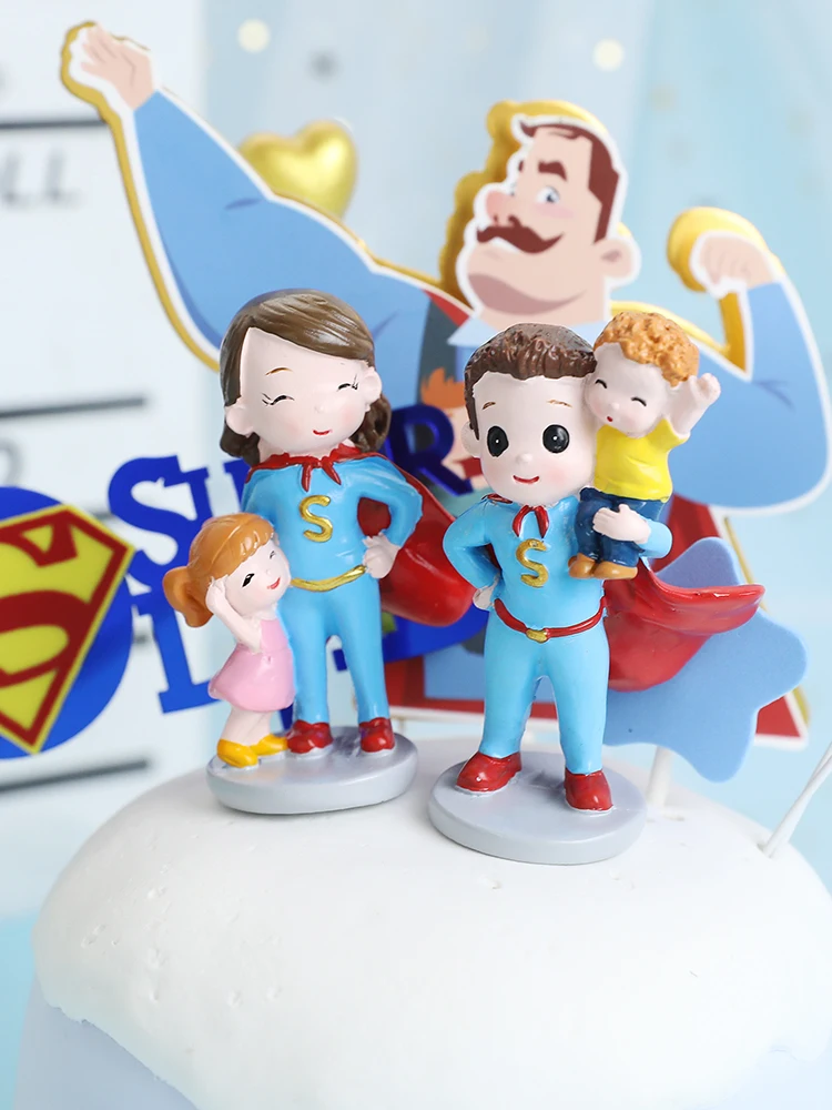 Hold Baby Super Dad Daddy Father\'s Day Cake Topper for Dad\'s Birthday Party Decorations Baking Supplies Love Gifts