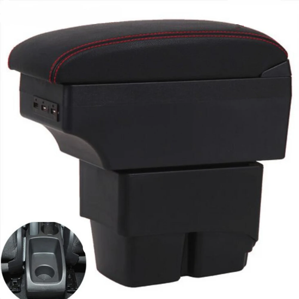 

For Car Ford Fiesta Armrest Box Central Content Interior Arm Elbow Rest Storage Case Car-styling with USB Cup Holde