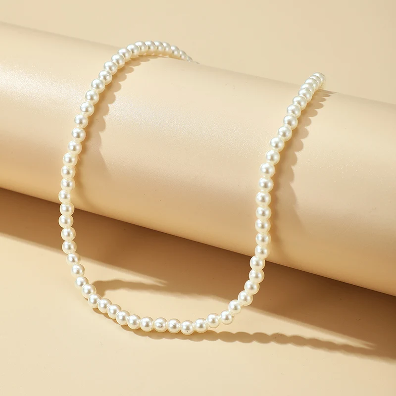 Tocona Elegant Big White Imitation Pearl Beads Choker Clavicle Chain Necklace for Women Wedding Jewelry Gift Collar 15365