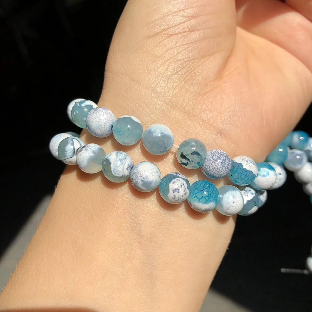 Pietra naturale Blue Fire Agate Drago Vene Onyx Rotondo Branelli Allentati Per Monili Che Fanno ''Pollici 6/8/10mm I Braccialetti FAI DA TE Collane