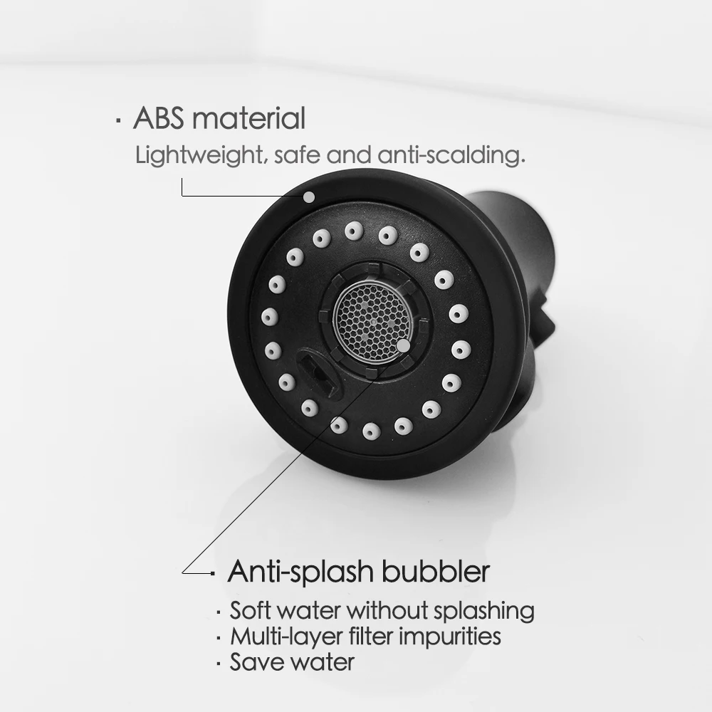 Black Kitchen Bathroom Pull-out Faucet Water-saving Sprayer Accessories Multifunctional Shower Head Water Outlet