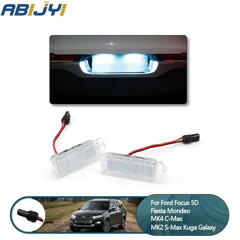 2Pcs Canbus LED Number License Plate Light For Ford Focus 5D Fiesta Mondeo MK4 C-Max MK2 S-Max Kuga Galaxy gps tracker