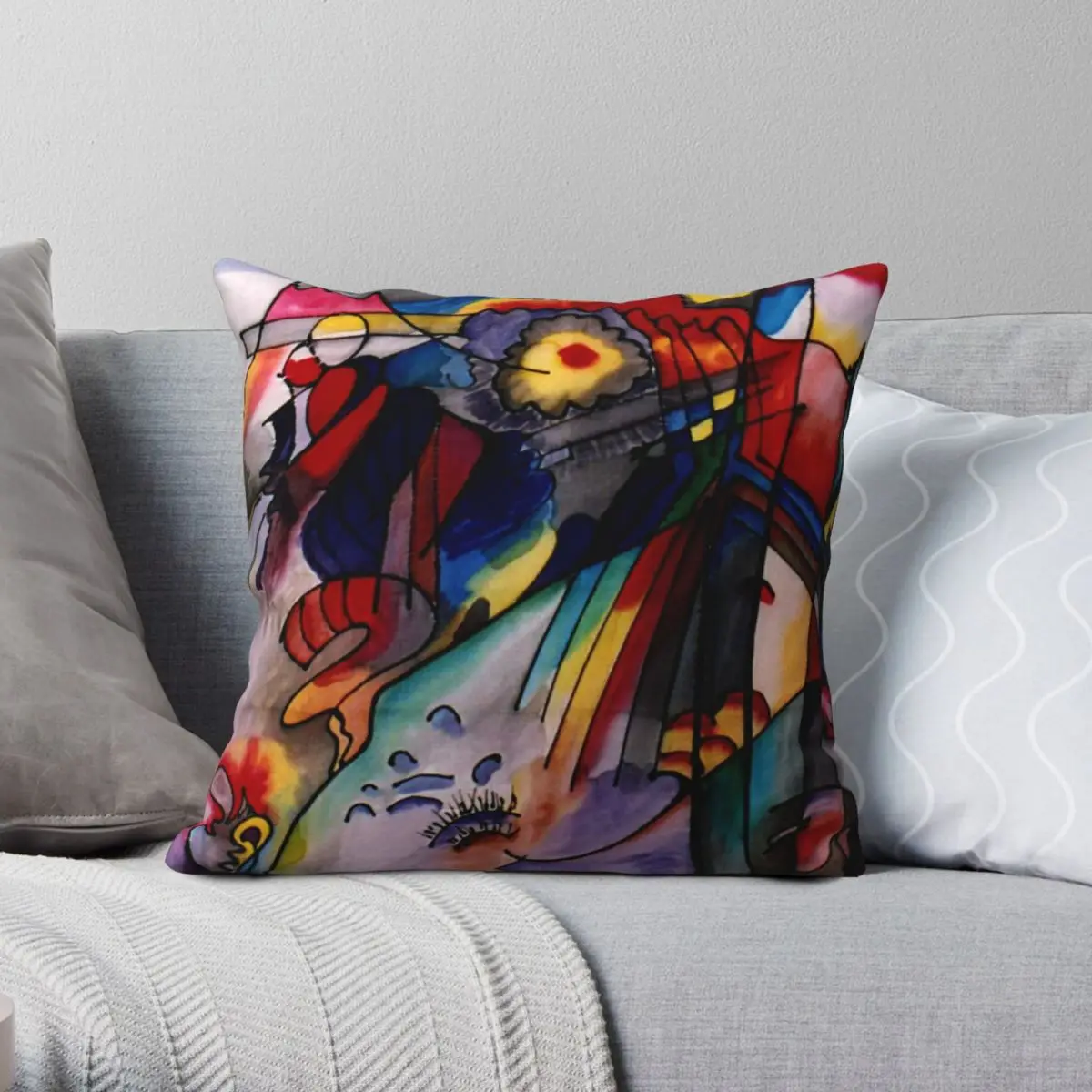 Kandinsky 293 Artwork Square Pillowcase Polyester Linen Velvet Pattern Zip Decor Car Cushion Case