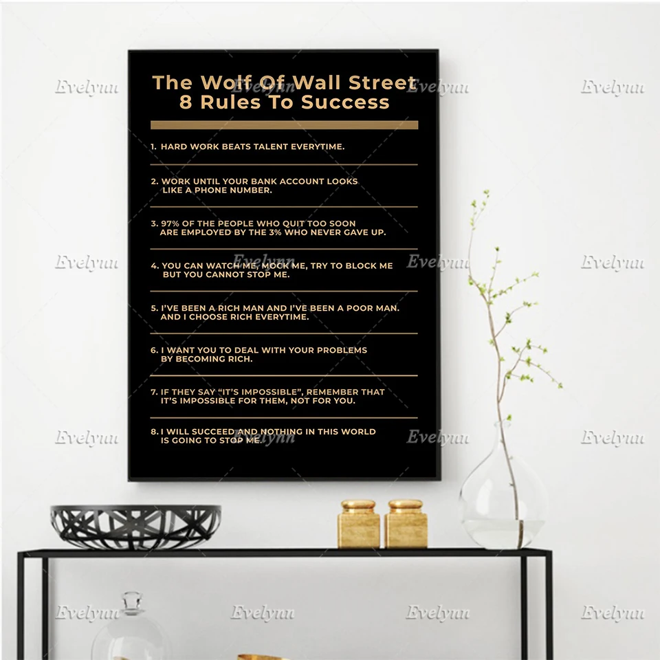 6 Rules To Success Quote Poster Hd Print Motivational Wall Art Canvas Painting Modular Pictures For Bedroom Office Home Decor