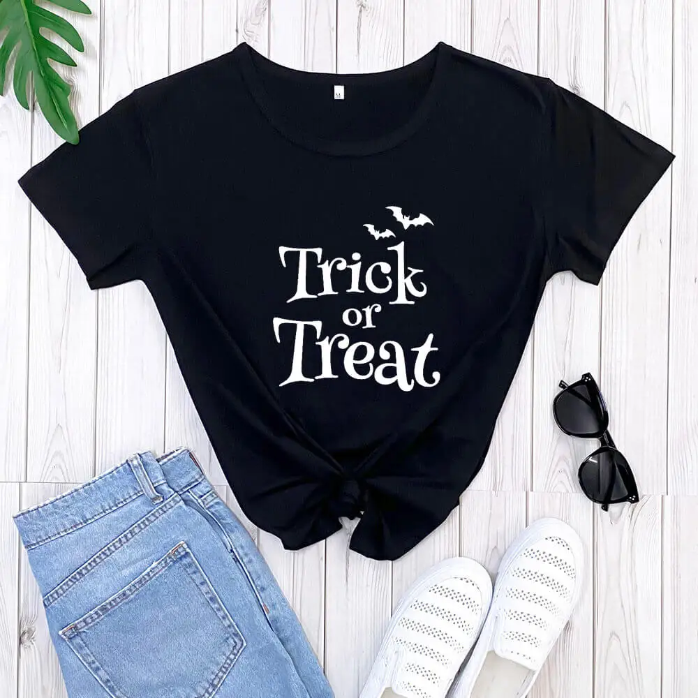 trick or treat Halloween Shirt New Arrival Casual 100%Cotton Funny T Shirt Halloween Party Shirt Gift for Friends