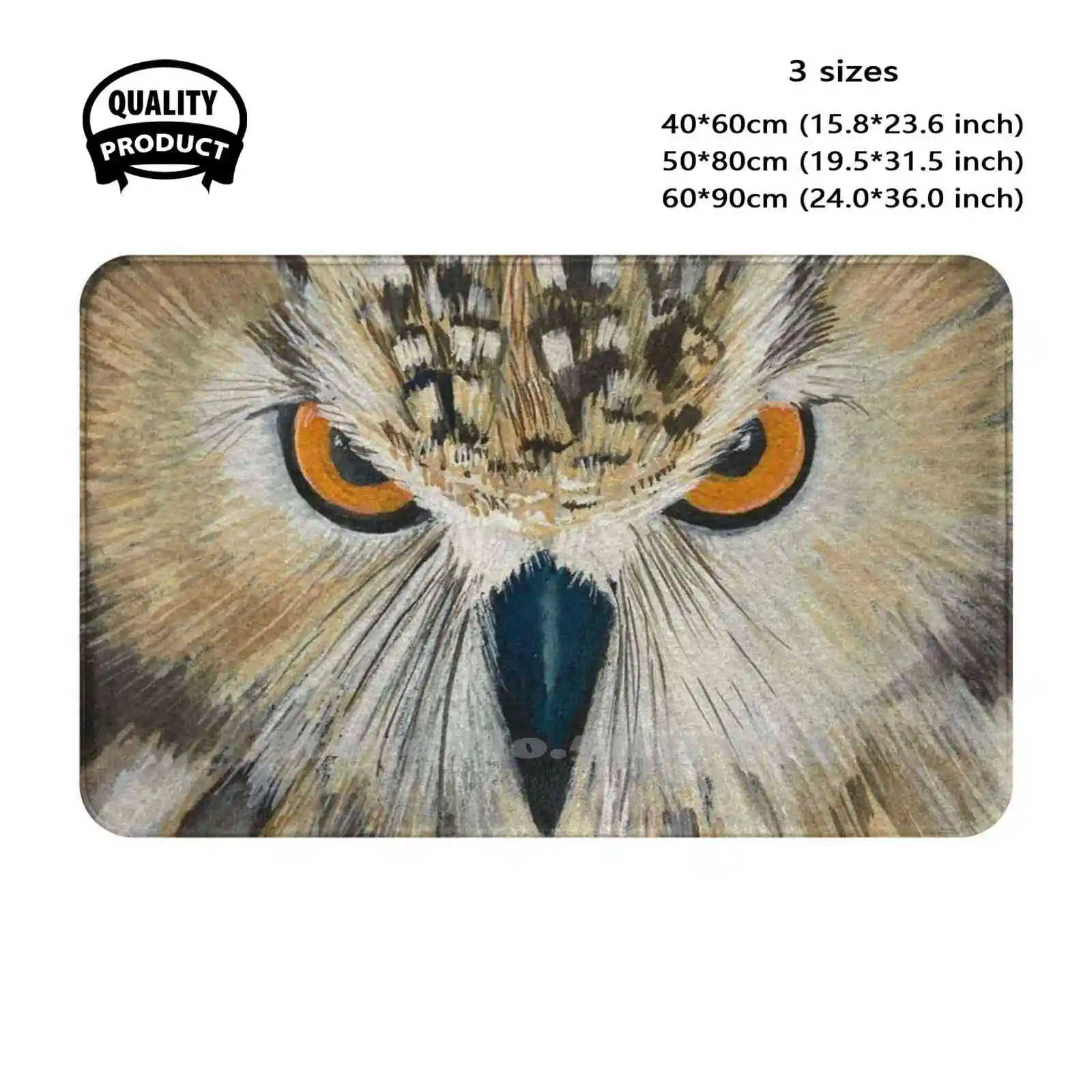 Indian Eagle Owl To Watch Over You Soft Cushion Home Carpet Door Mat Car Rug Eagle Owl Bird Of Prey Nature Brown Beige Cooped Up