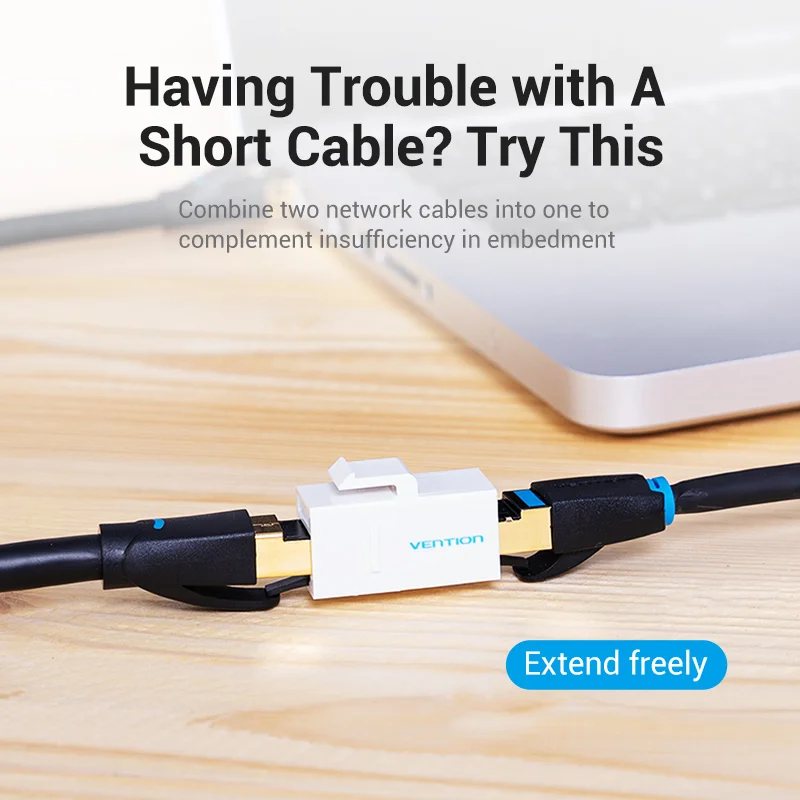 Vention Cat5E موصل RJ45 مقرنة إيثرنت كابل القط 5E أنثى إلى أنثى موسع تمديد محول لكابل إيثرنت