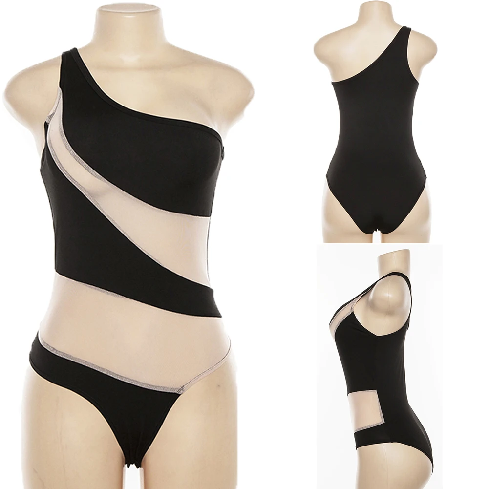 Seksowne jedno ramię w paski jednoczęściowy strój kąpielowy kobiety stroje kąpielowe Push-up Bikini wypełnione strój kąpielowy Monokini Beach Wear