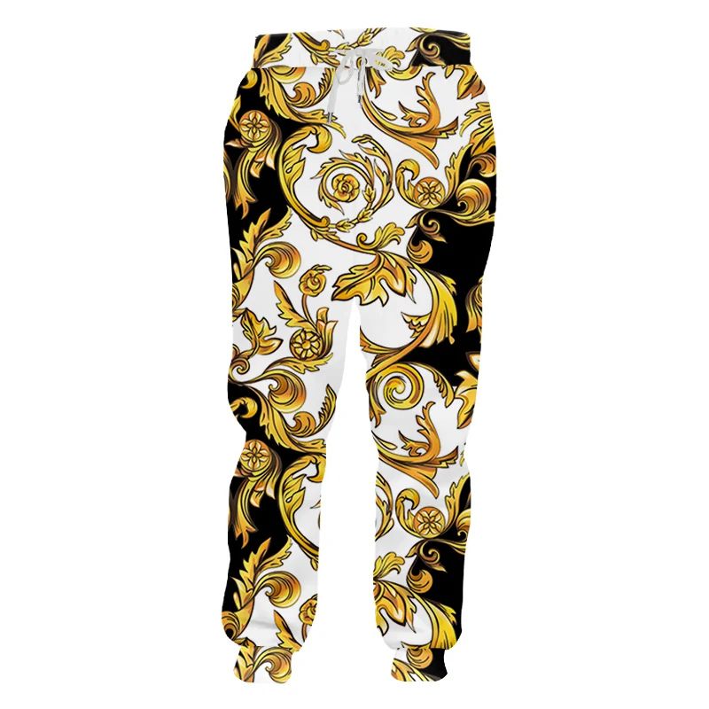 Baroque Court Crown Golden Flower Luxury Men Joggers Sweatpant 3D Print Trousers Jogging Pants Men Casual Streetwear Trousers