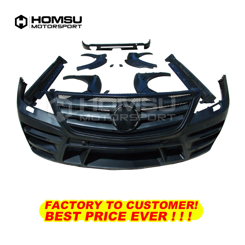 LR style FRP Unpainted Car Body Kit Front Rear Bumper Side Skirts Wheel Eyebrows Exhaust Pipes For Benz ML Class W166 2012-2015