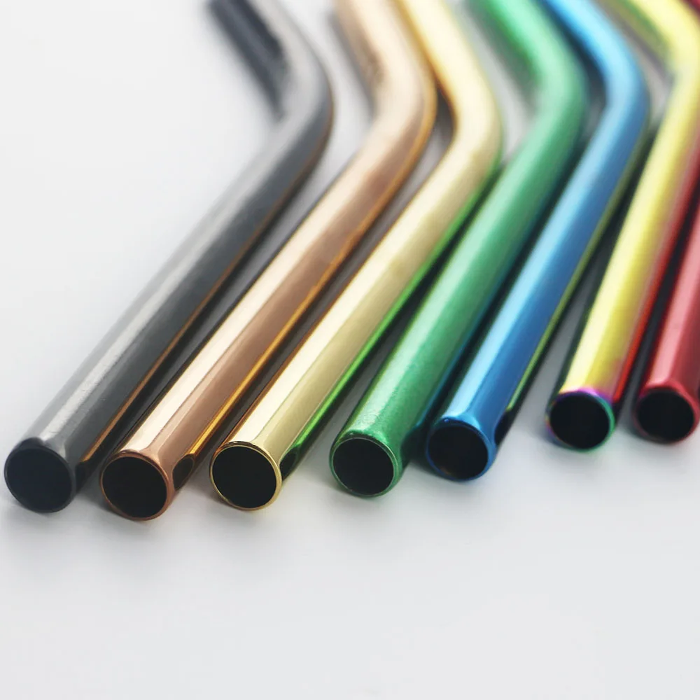Colorful Extra Wide Straw Reusable 304 Stainless Steel Drinking Straw Metal Straw For Smoothies Tapioca Pearls Milk Bubble Tea