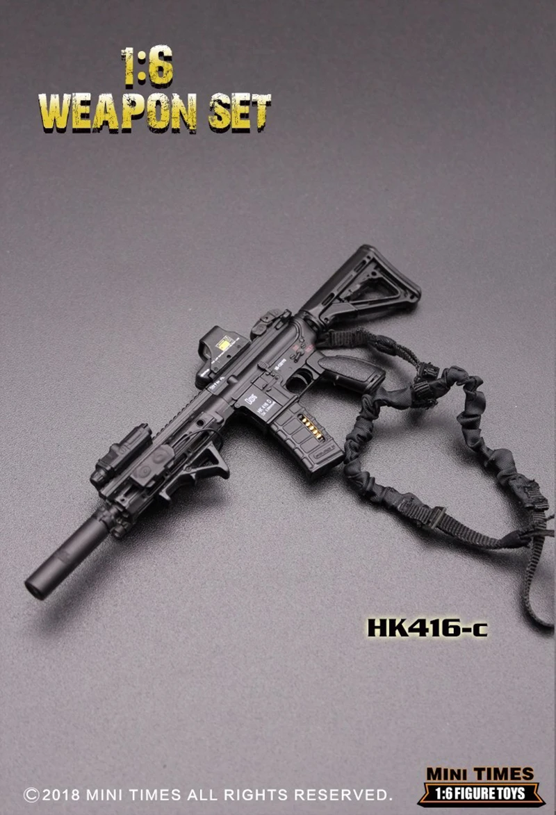 Mini Times Toys Gun Model 16cm 1/6 Scale Figure Weapons Model Accessories HK416 C  For 12