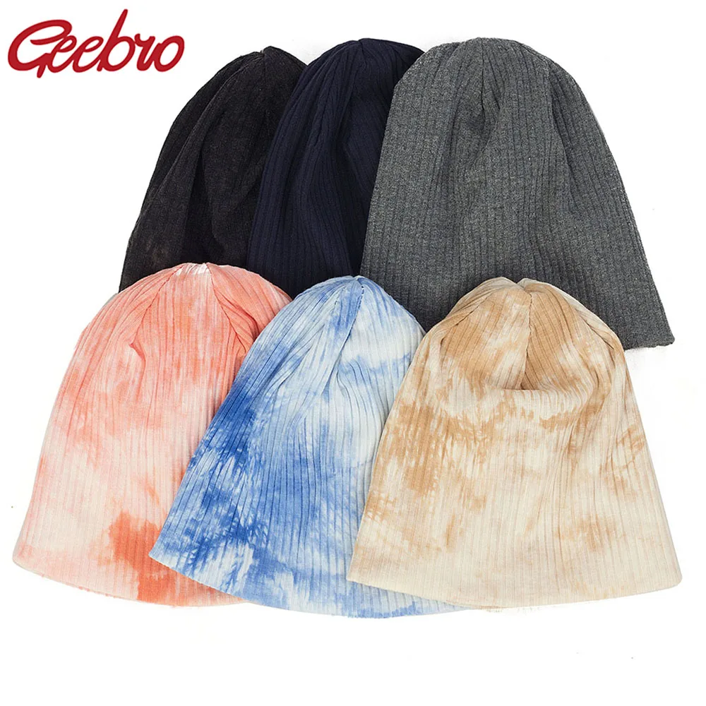 Geebro Soft Cotton Ribbed Beanie hats For Newborn Baby Girls Boys Skullies Tie Dye Hats For Toddler Kids Infants new born Gifts