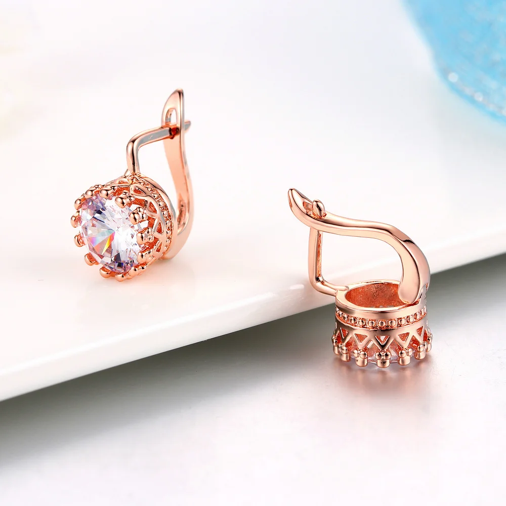 ZYS169 Crown Cubic Zirconia Rose Gold Color Fashion Jewelry Set For Women Work Party Wedding